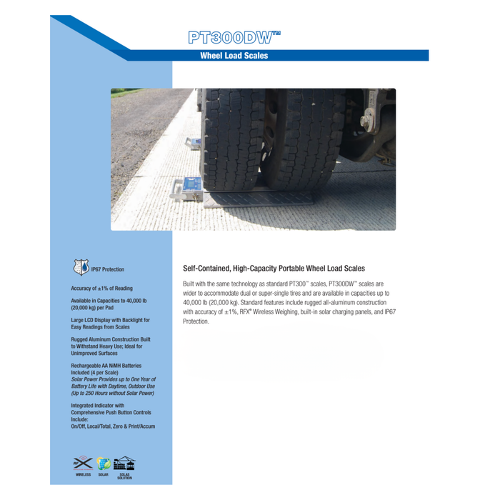Intercomp PT300DW™ Wheel Load Scale System (System Includes Scales, Case, HH60 Indicator and Charging Cable)