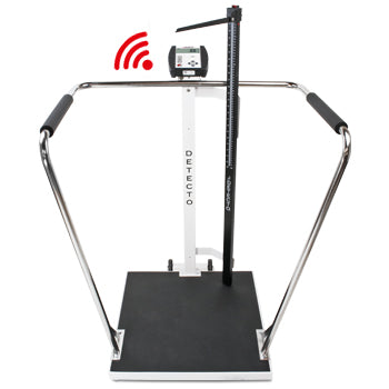 Detecto 6856MHR Bariatric Digital Waist-High Stand-On Scale with Mechanical Height Rod