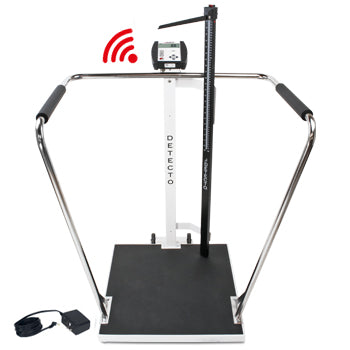 Detecto 6856MHR Bariatric Digital Waist-High Stand-On Scale with Mechanical Height Rod