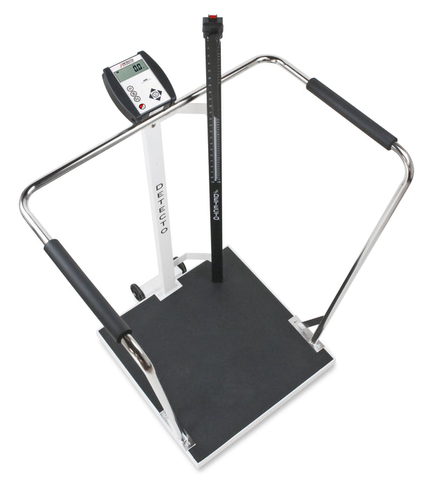 Detecto 6856MHR Bariatric Digital Waist-High Stand-On Scale with Mechanical Height Rod
