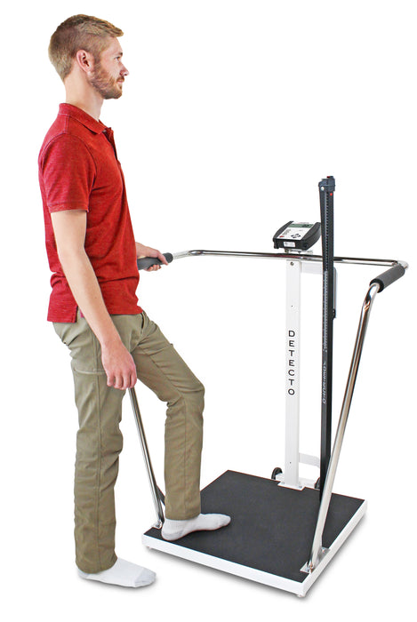Detecto 6856MHR Bariatric Digital Waist-High Stand-On Scale with Mechanical Height Rod