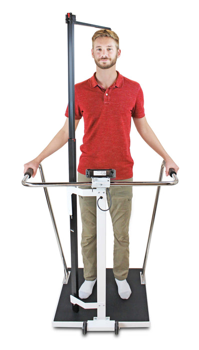 Detecto 6856MHR Bariatric Digital Waist-High Stand-On Scale with Mechanical Height Rod