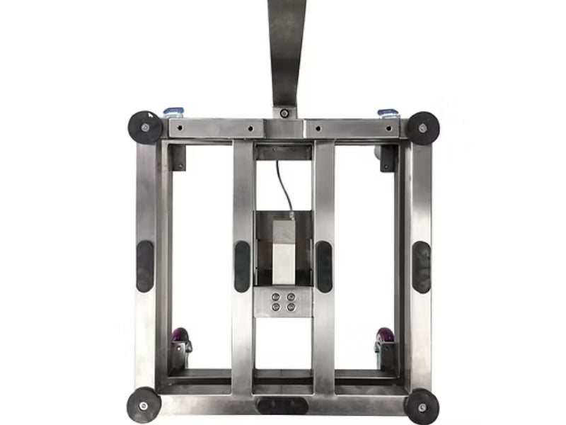 Optima Scale OP-915SS Stainless Steel Washdown Bench Scale with Wheels and Backrail For Industrial Weighing