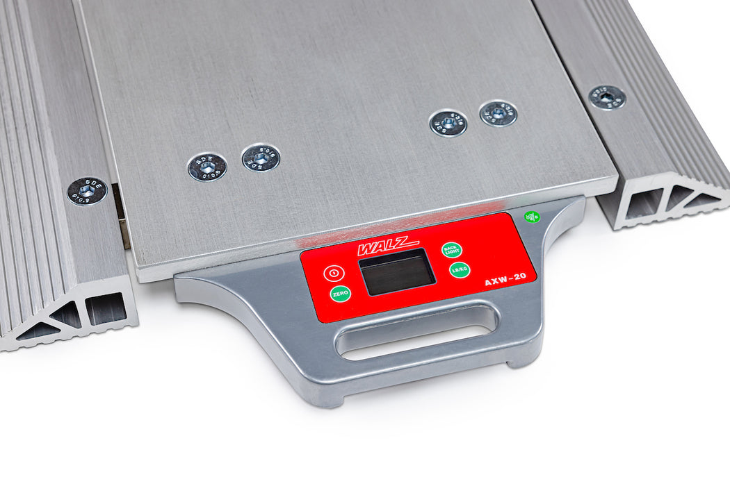 Close up of the Walz Scale AXW-20 Portable Axle Scale with 20,000lb weight capacity.