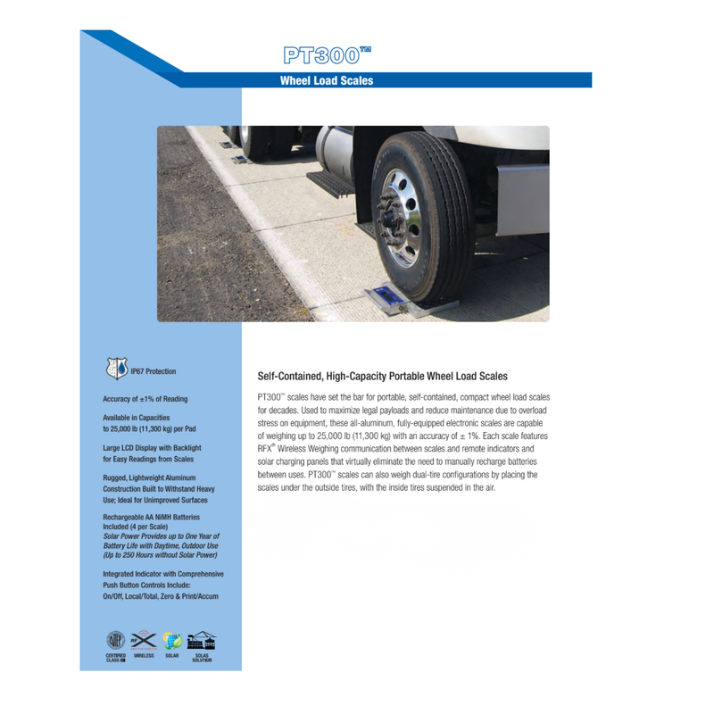 Intercomp PT300™ Wireless Solar Wheel Load Scales (Single Scale Pads)