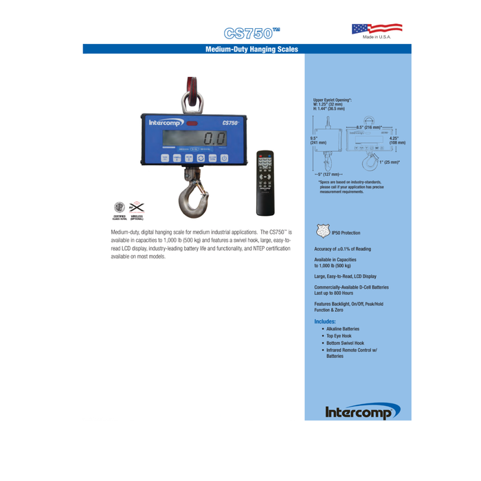 CS750™ Medium-Duty Hanging Scales