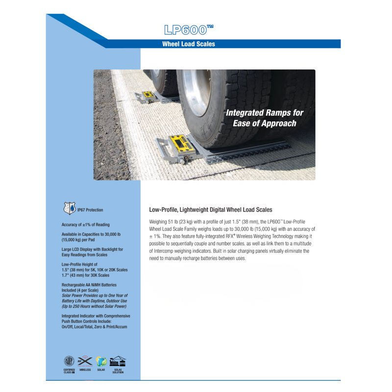 Intercomp LP600™ Wheel Load Scale System (System Includes Scales, Case, HH60 Indicator and Charging Cable)
