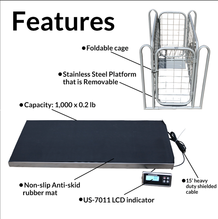 US-LS4320 Animal Livestock Scale with Optional Cage & Printer