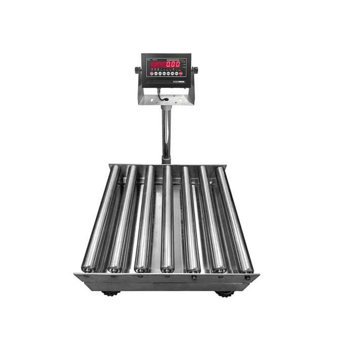 Splash Stainless Steel Bench Scales with Stainless Roller Conveyor Top